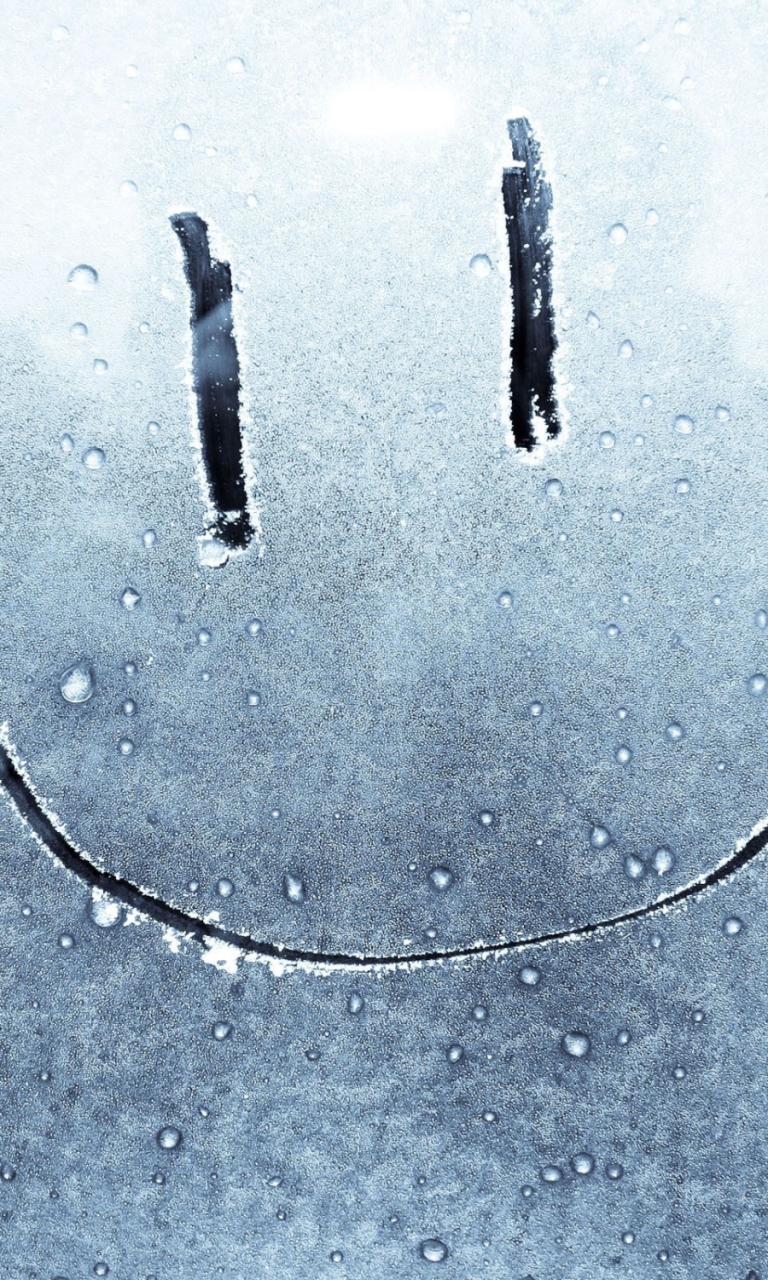Fondo de pantalla Smiley Face On Frozen Window 768x1280