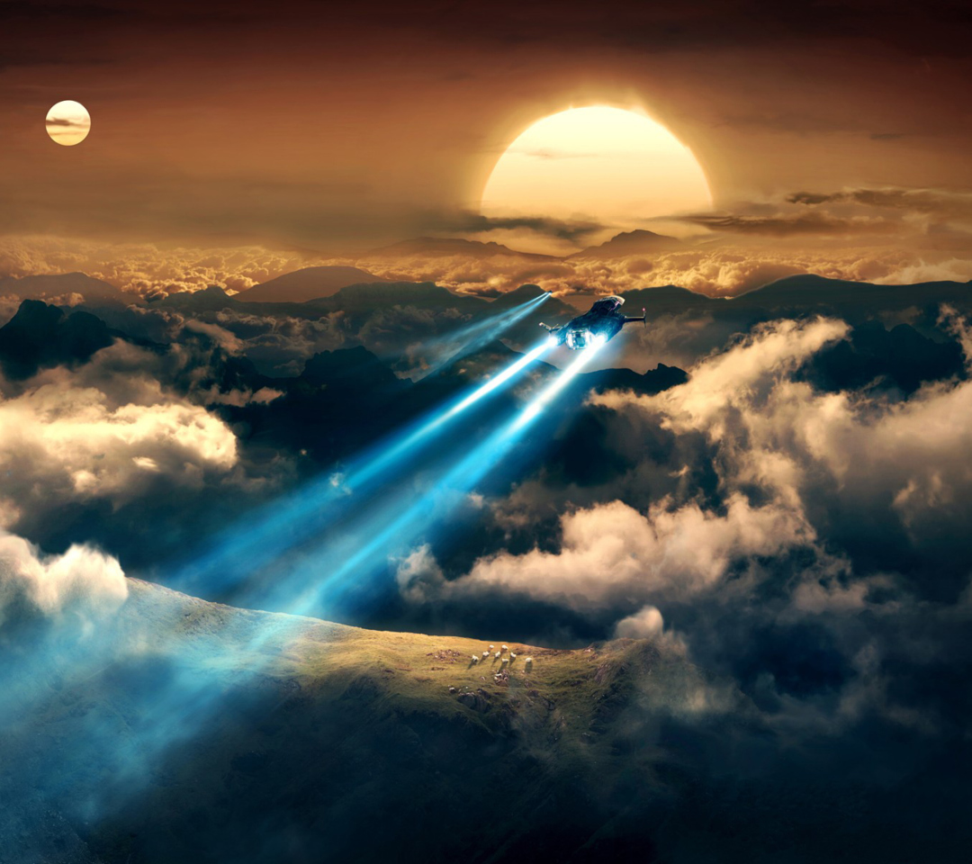 Spaceships In The Sky wallpaper 1080x960