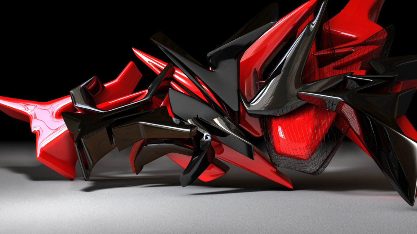 Das Black And Red 3d Design Wallpaper 1366x768