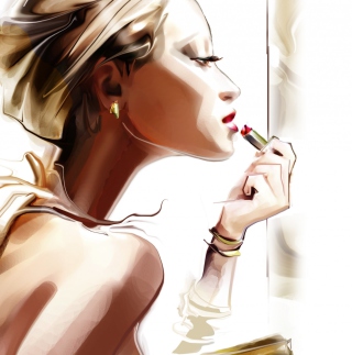 Картинка Girl With Red Lipstick Drawing на телефон iPad 3