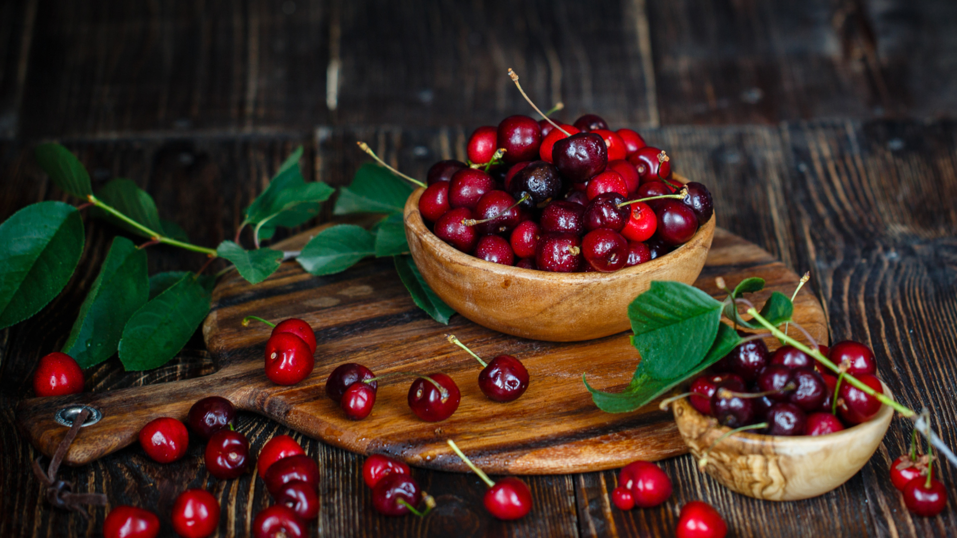 Das Red Sweet Cherries Wallpaper 1920x1080