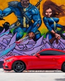 Das Ford Mustang and Miami Graffiti Wallpaper 128x160