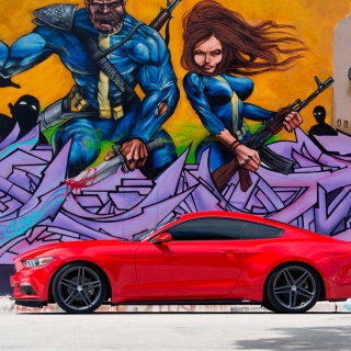 Ford Mustang and Miami Graffiti papel de parede para celular para 1024x1024
