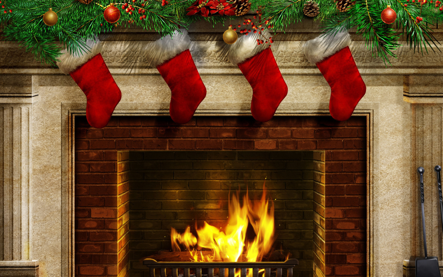 Screenshot №1 pro téma Fireplace And Christmas Socks 1440x900