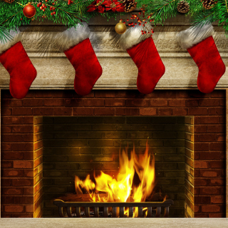 Kostenloses Fireplace And Christmas Socks Wallpaper für iPad 3