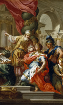 Fondo de pantalla Alexander the Great in the Temple of Jerusalem Canvas Print by Conca Sebastiano 240x400