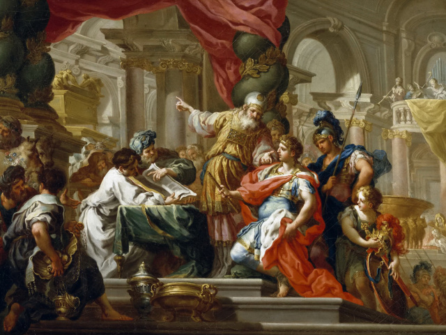 Fondo de pantalla Alexander the Great in the Temple of Jerusalem Canvas Print by Conca Sebastiano 640x480
