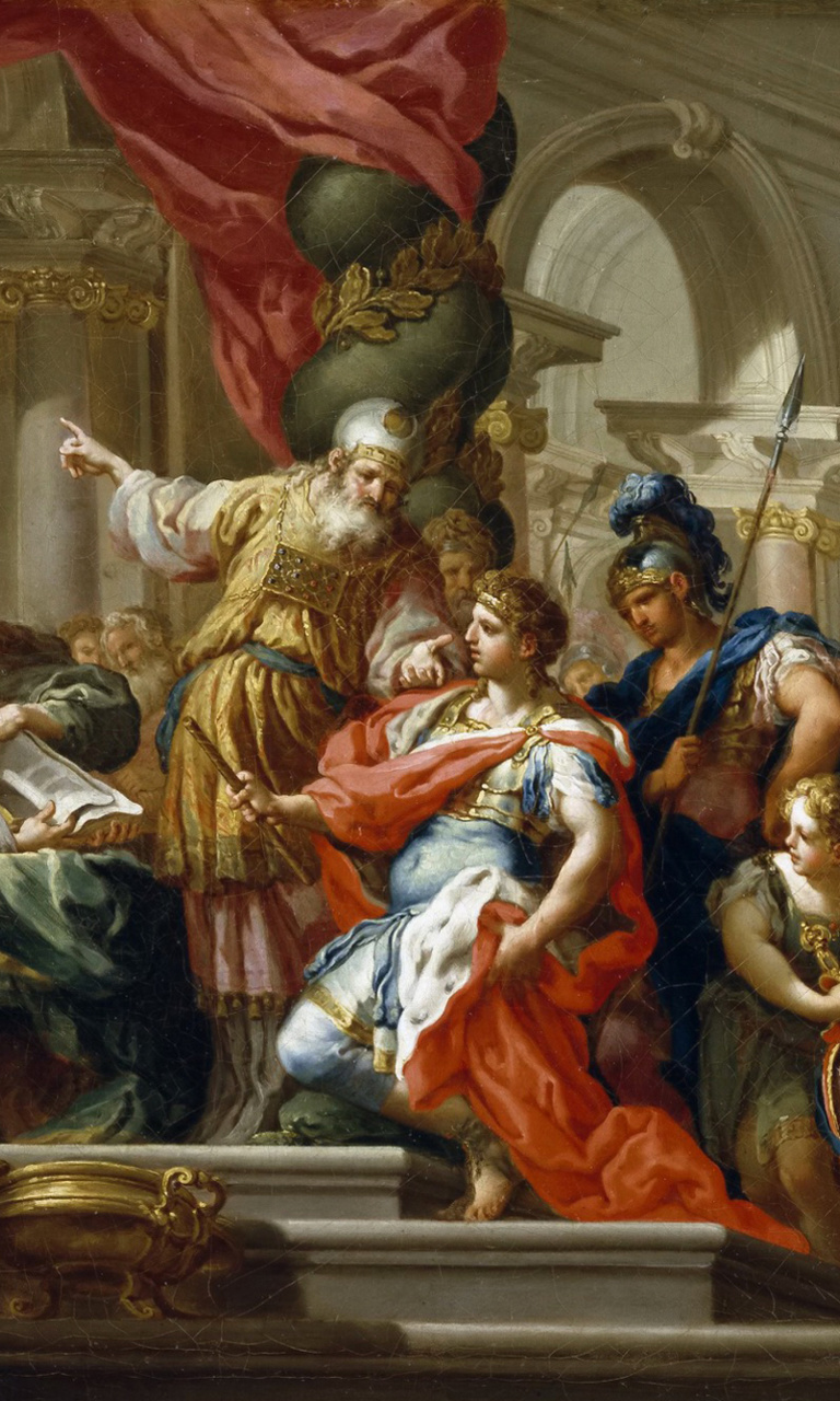 Fondo de pantalla Alexander the Great in the Temple of Jerusalem Canvas Print by Conca Sebastiano 768x1280