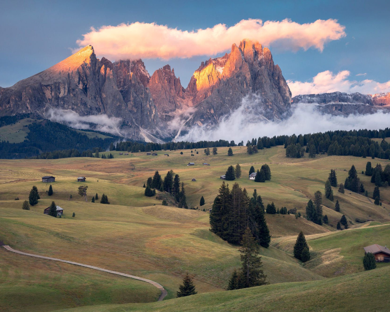 Das Dolomites Sunset Wallpaper 1280x1024