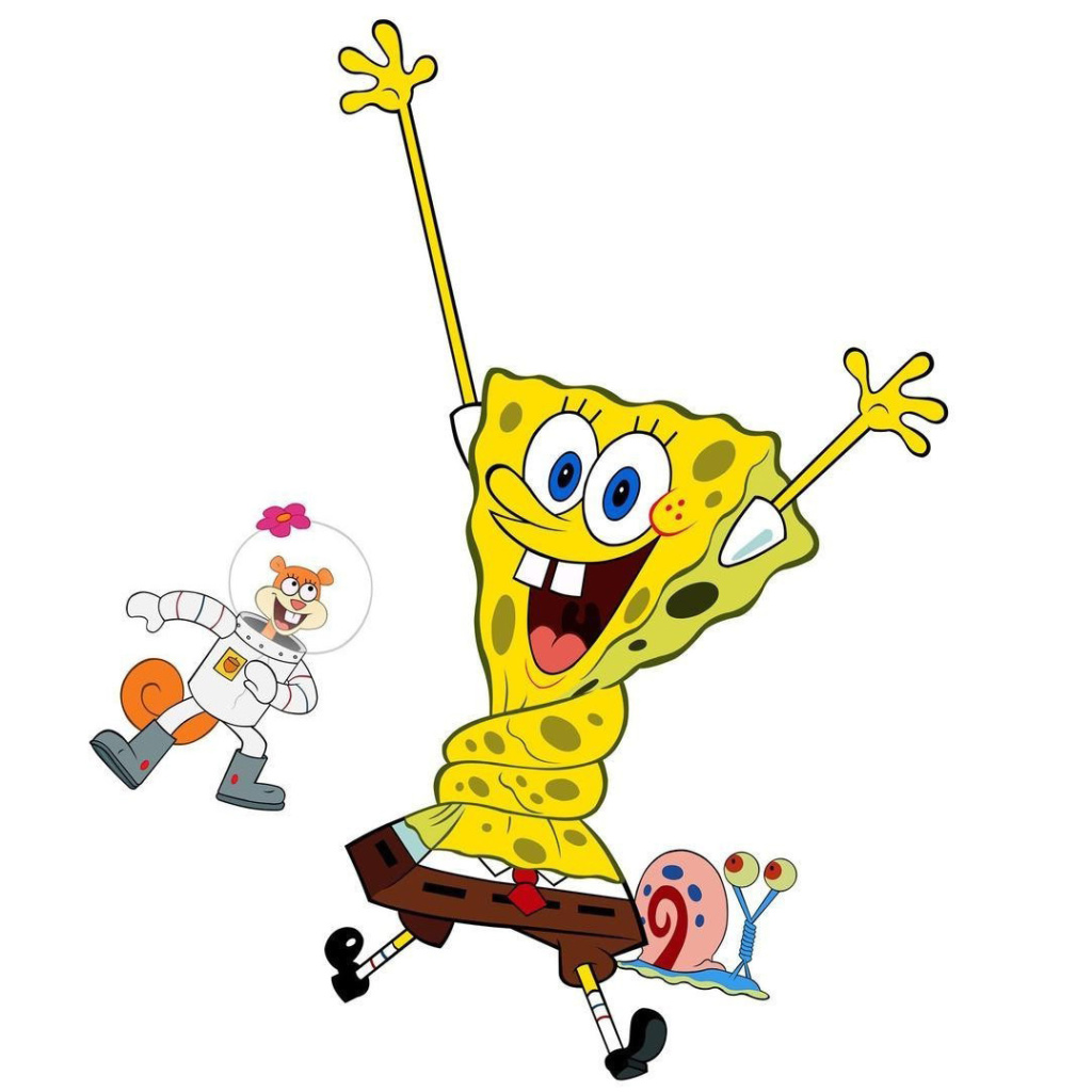 Обои Spongebob and Sandy Cheeks 1024x1024