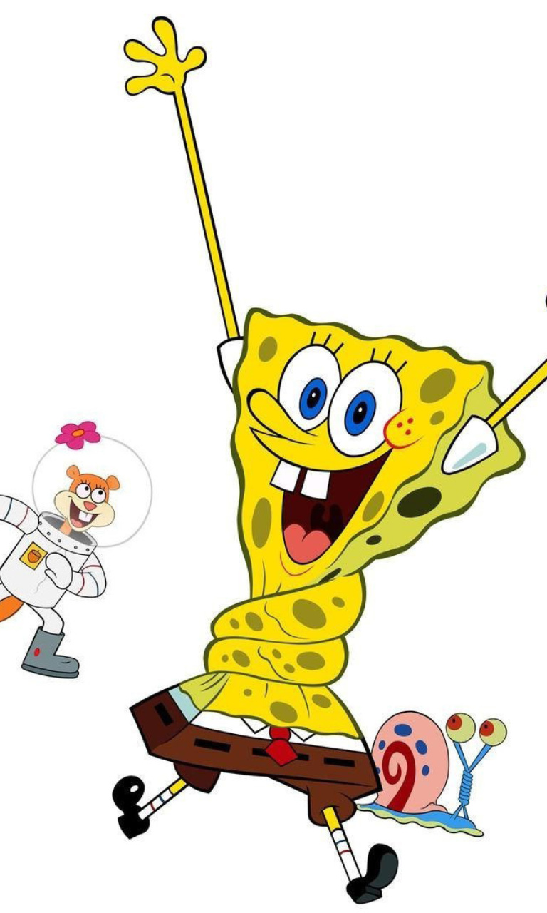 Обои Spongebob and Sandy Cheeks 768x1280