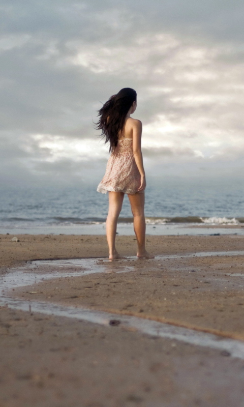 Screenshot №1 pro téma Girl Walking On Beach 480x800