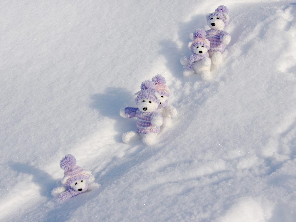 Screenshot №1 pro téma White Teddy Bears Snow Game 1024x768
