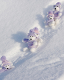 Das White Teddy Bears Snow Game Wallpaper 128x160