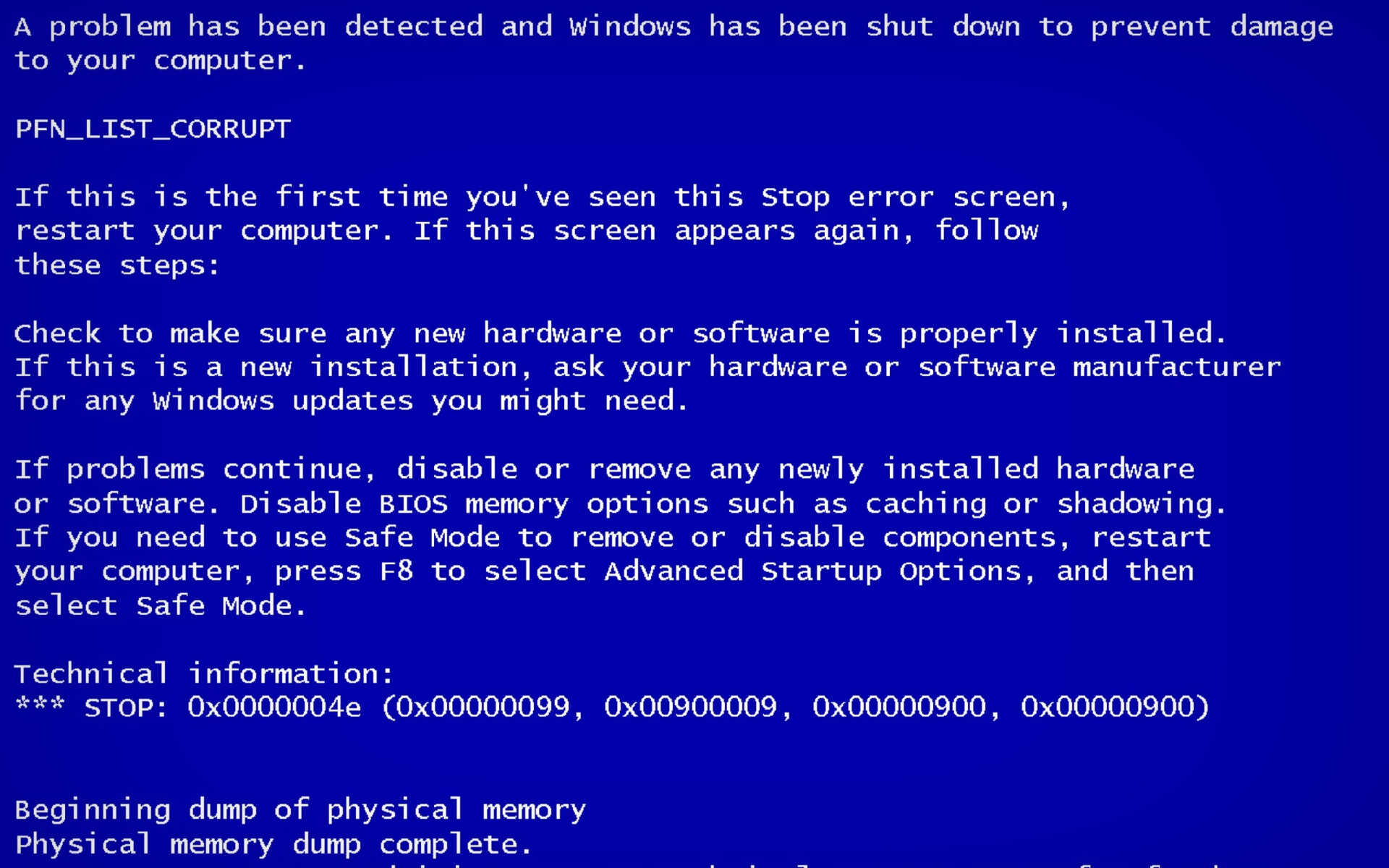 Screenshot №1 pro téma Blue Screen of Death 1920x1200