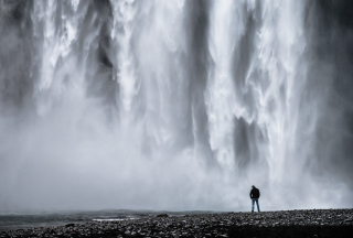 Man And Waterfall Picture for Android, iPhone and iPad