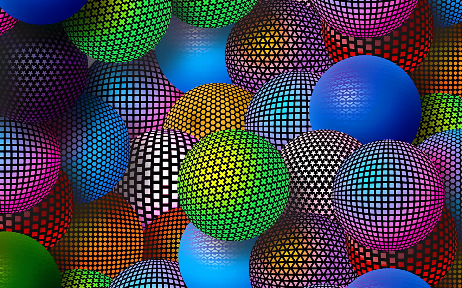 3D Neon Balls Wallpaper for Widescreen Desktop PC 1920x1080 Full HD