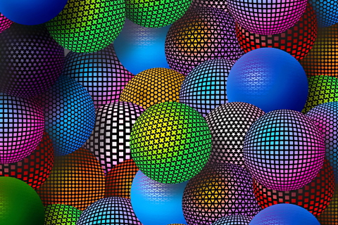 Fondo de pantalla 3D Neon Balls 480x320