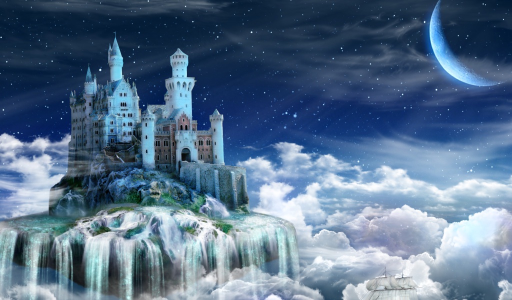 Castle on Clouds wallpaper 1024x600