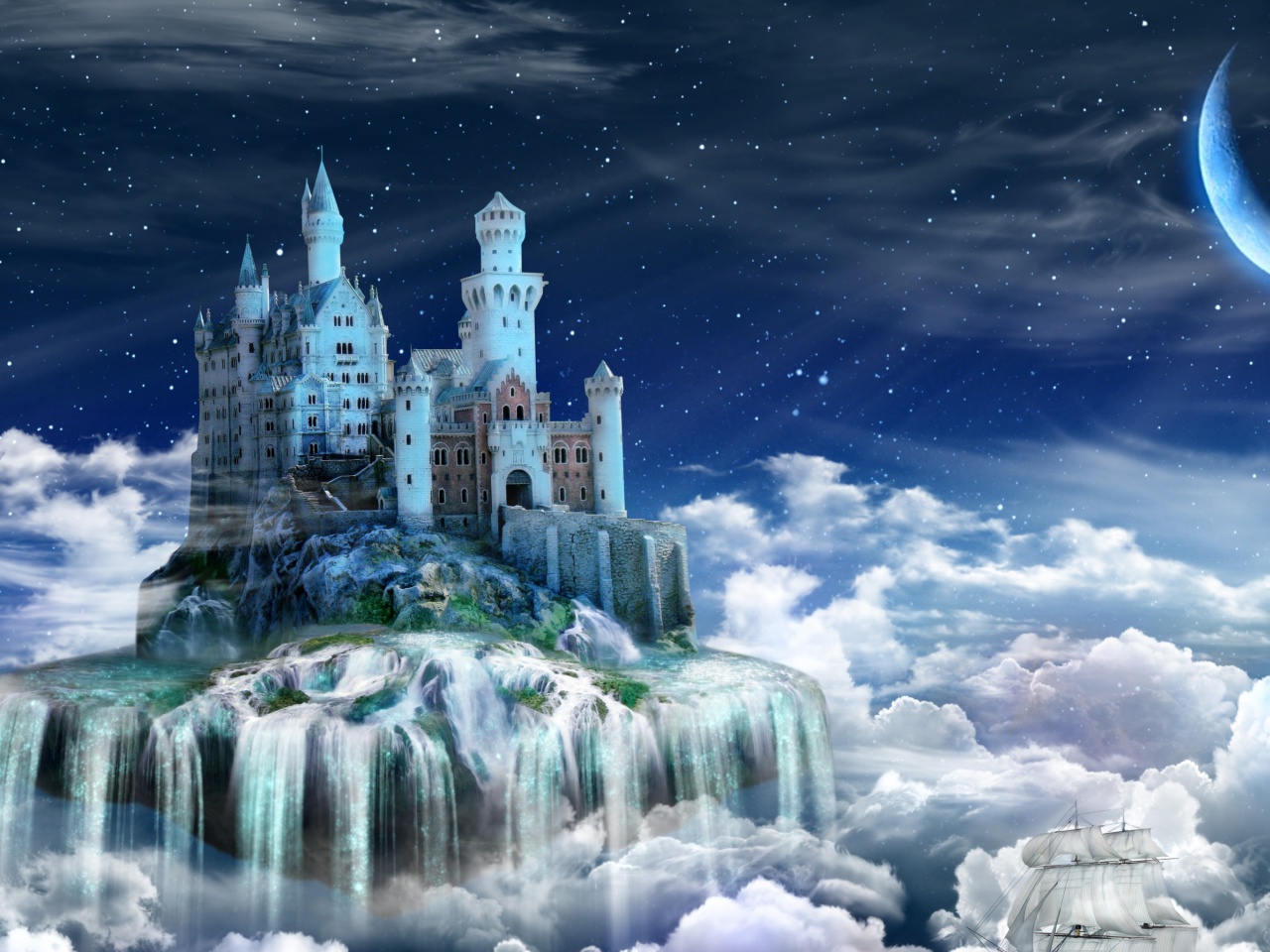 Fondo de pantalla Castle on Clouds 1280x960