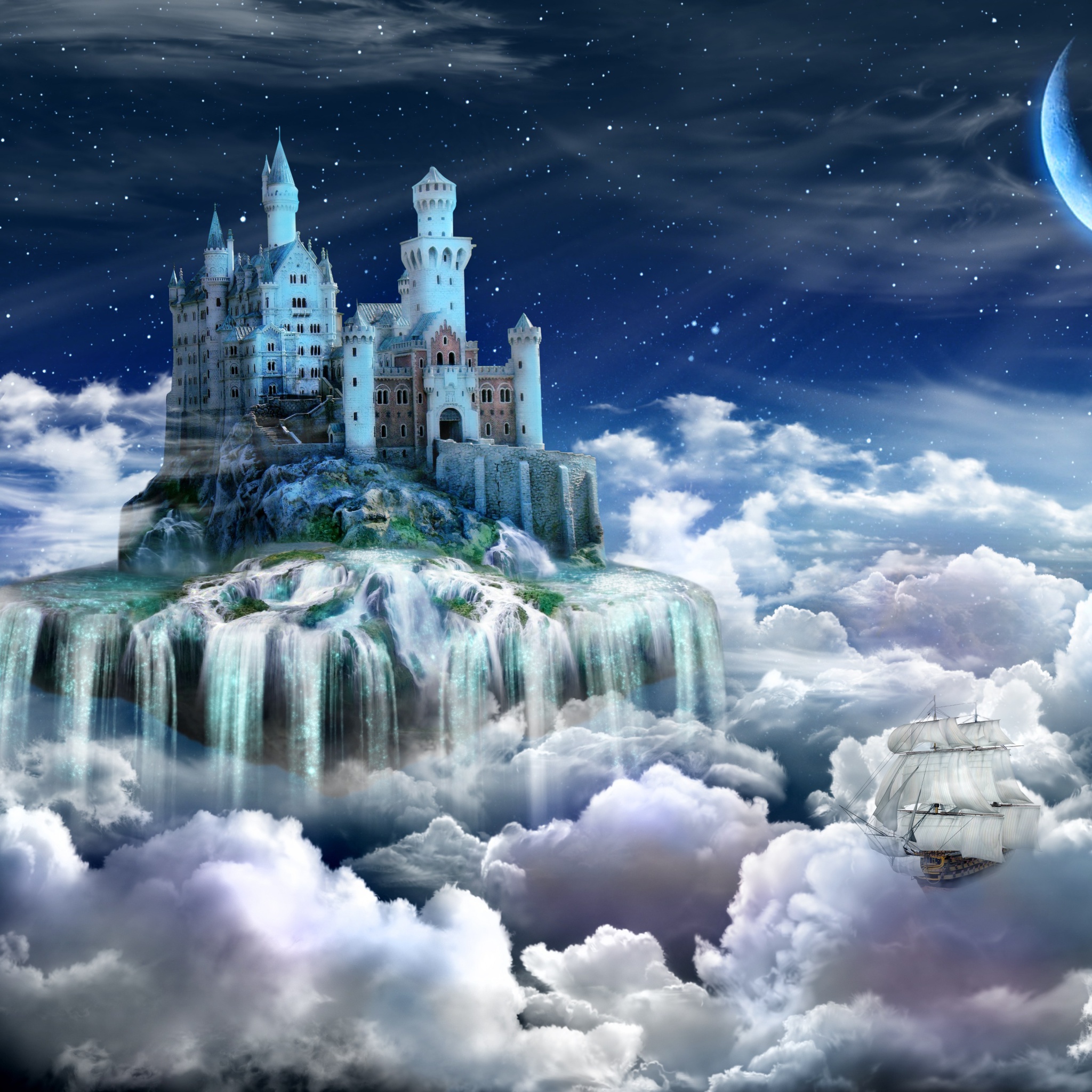 Fondo de pantalla Castle on Clouds 2048x2048