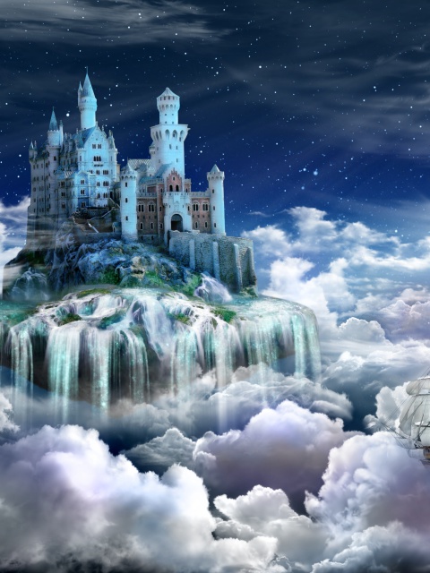 Fondo de pantalla Castle on Clouds 480x640