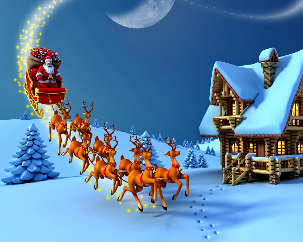 Screenshot №1 pro téma Christmas Night 1280x1024