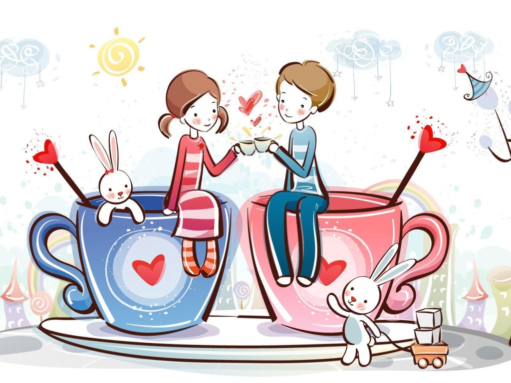 Das Valentine Cartoon Images Wallpaper 1024x768