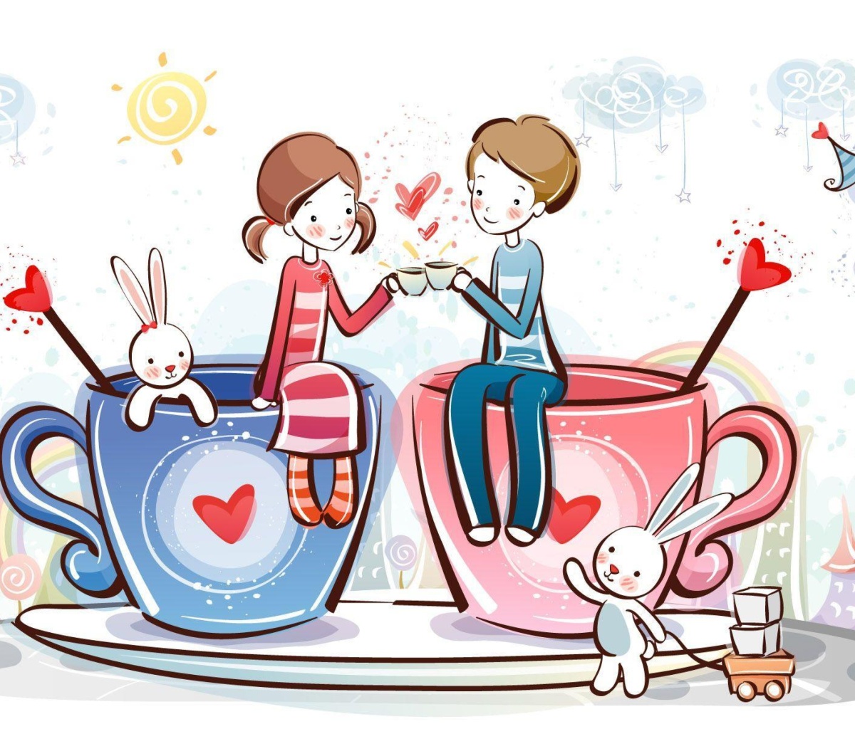 Обои Valentine Cartoon Images 1200x1024