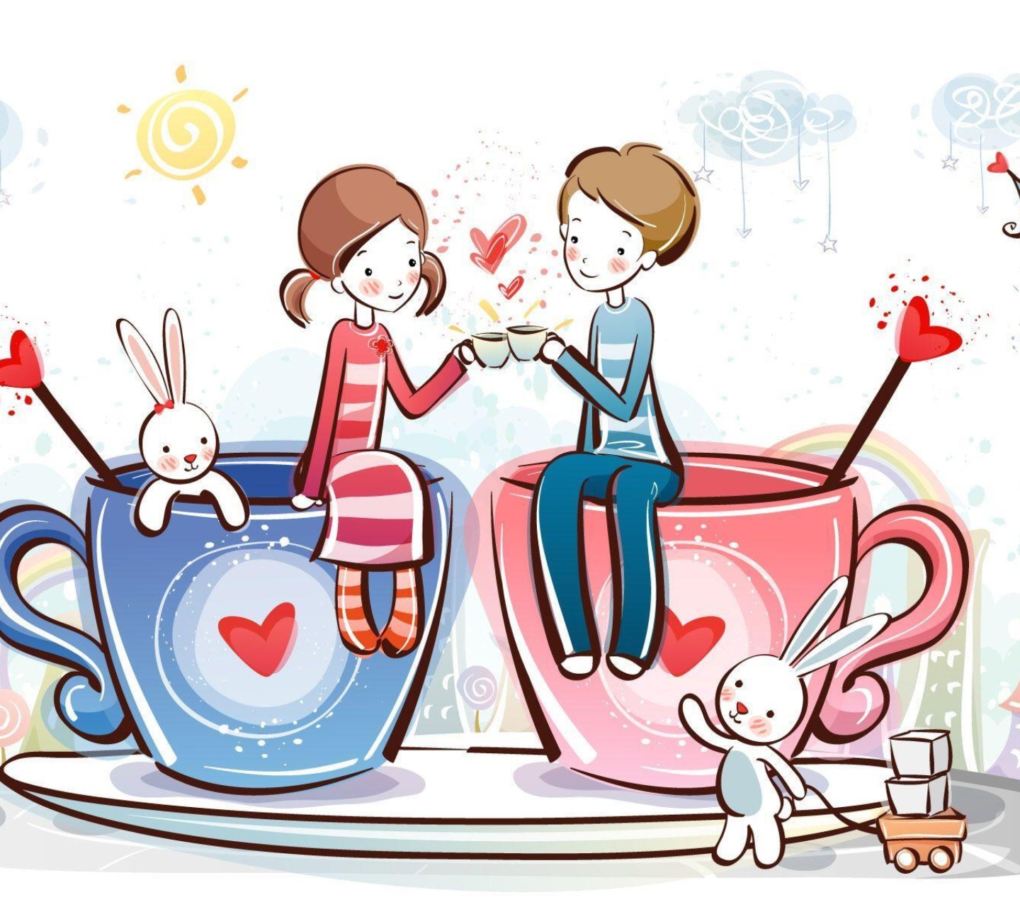 Обои Valentine Cartoon Images 1440x1280