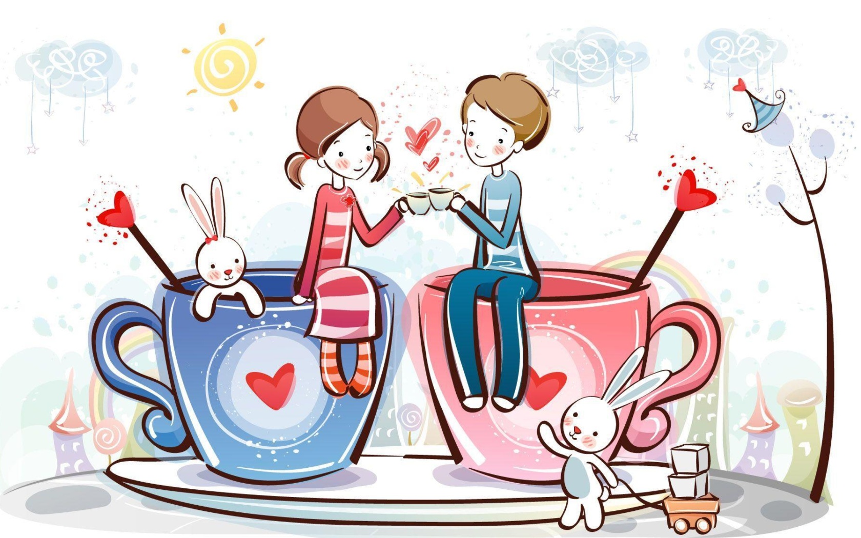 Обои Valentine Cartoon Images 1680x1050