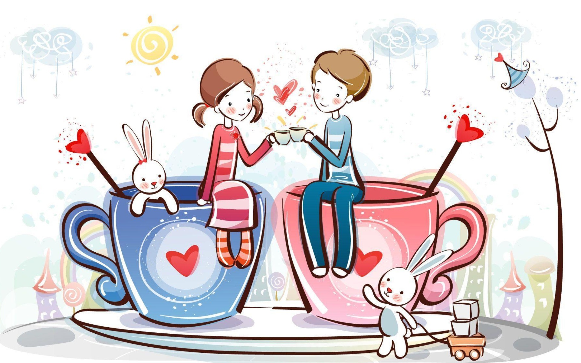 Das Valentine Cartoon Images Wallpaper 1920x1200