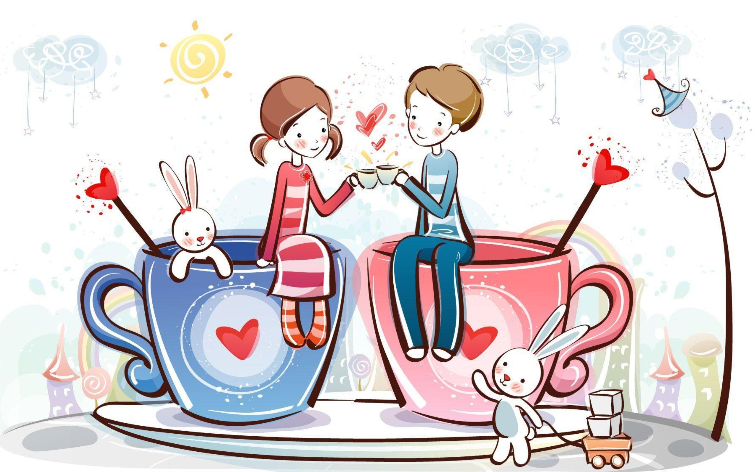 Das Valentine Cartoon Images Wallpaper 2560x1600