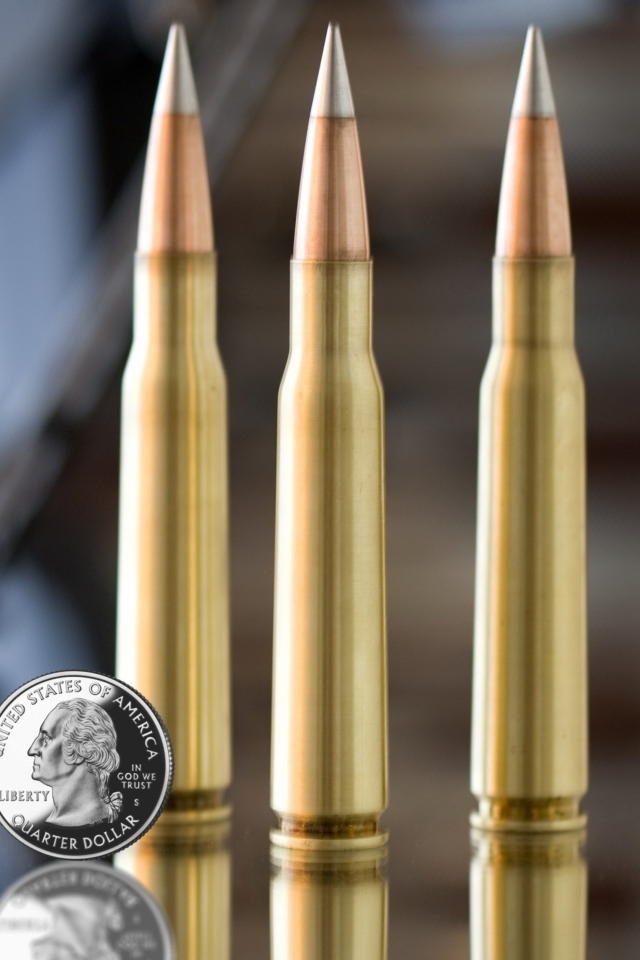 Fondo de pantalla Bullets And Quarter Dollar 640x960