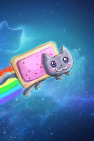 Screenshot №1 pro téma Space Rainbow Cat 320x480