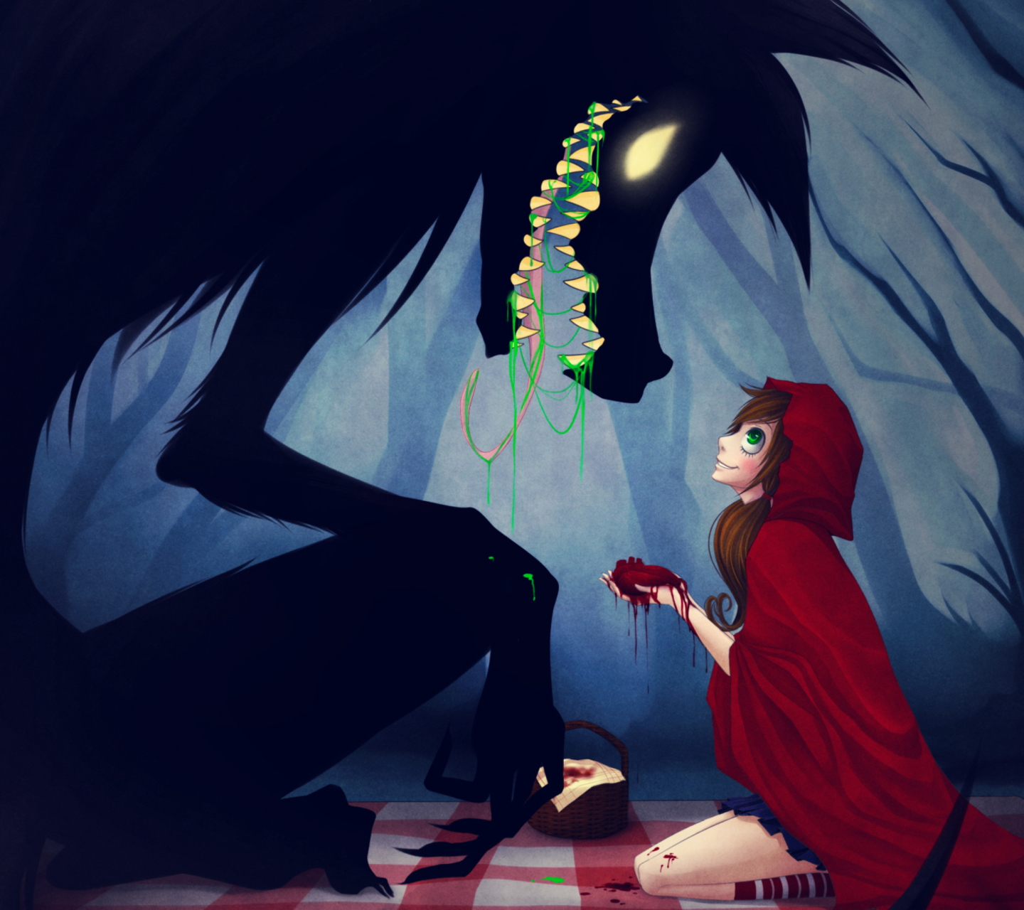 Screenshot №1 pro téma Red Riding Hood And Wolf 1440x1280