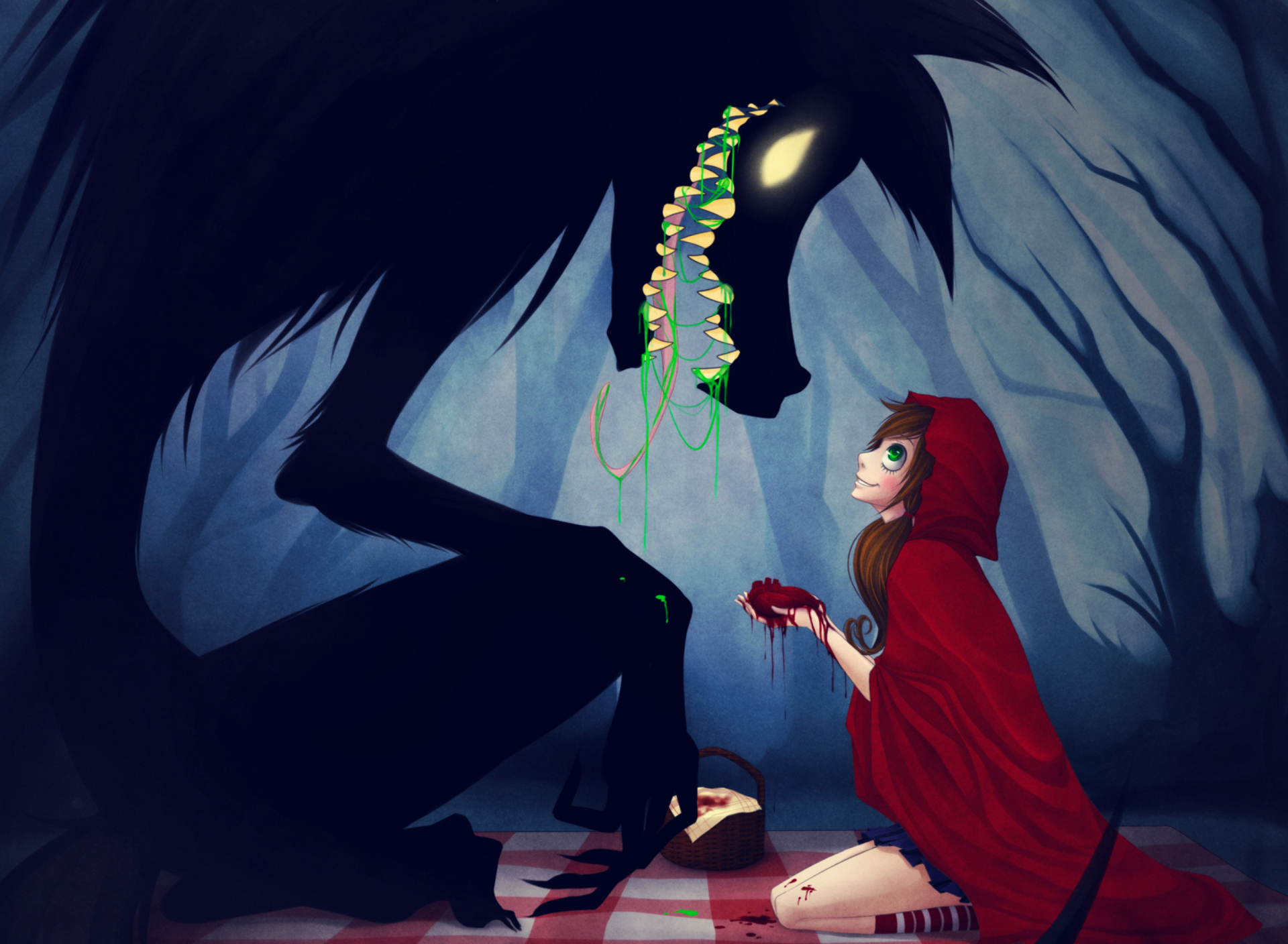 Screenshot №1 pro téma Red Riding Hood And Wolf 1920x1408