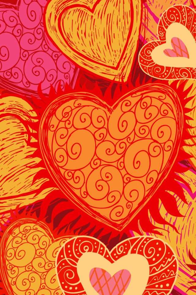 Drawn Hearts wallpaper 640x960