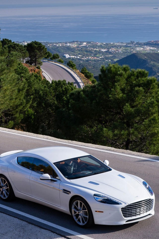 Das Aston Martin on Highway Wallpaper 640x960