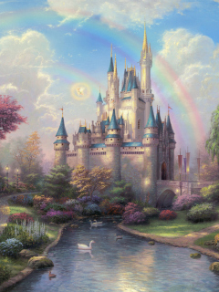 Das Cinderella Castle By Thomas Kinkade Wallpaper 240x320