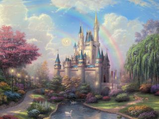 Fondo de pantalla Cinderella Castle By Thomas Kinkade 320x240