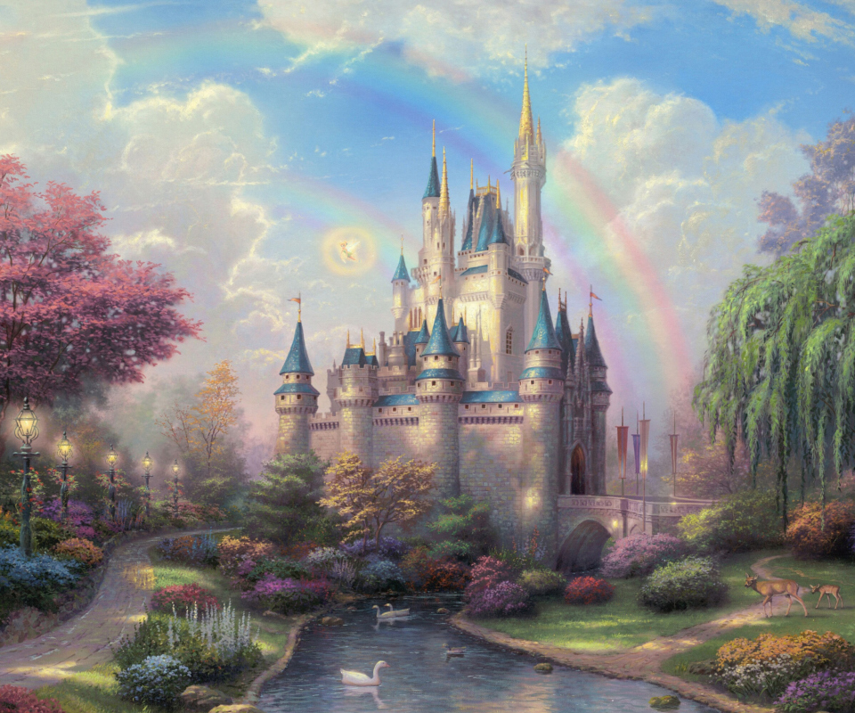 Das Cinderella Castle By Thomas Kinkade Wallpaper 960x800