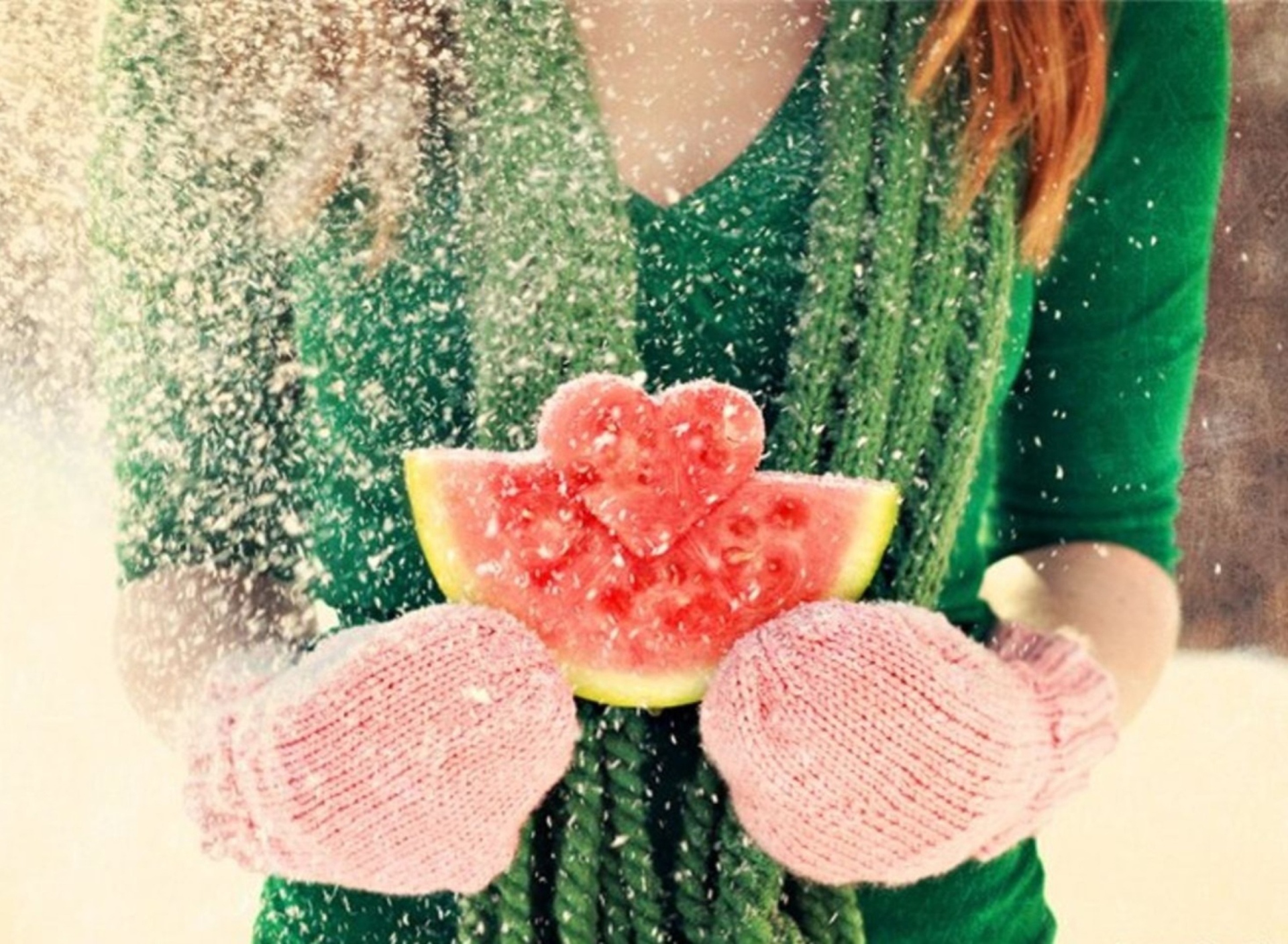 Heart Shaped Winter Watermelon wallpaper 1920x1408