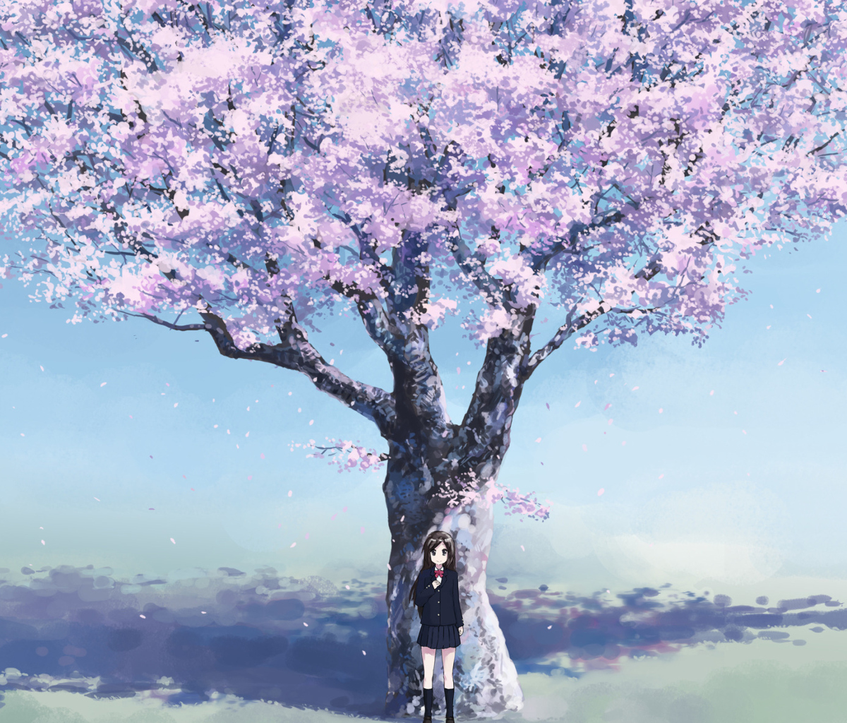 Sfondi Girl And Sakura 1200x1024