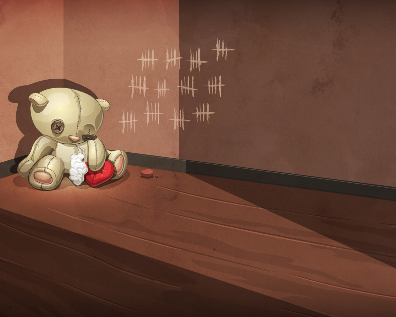 Screenshot №1 pro téma Poor Old Teddy With Broken Heart 1280x1024