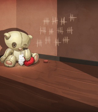 Poor Old Teddy With Broken Heart - Obrázkek zdarma pro 320x480