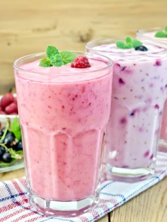 Refreshing homemade raspberry smoothie wallpaper 240x320