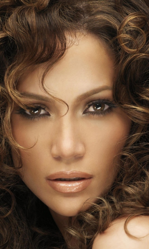 Обои Jennifer Lopez With Curly Hair 480x800