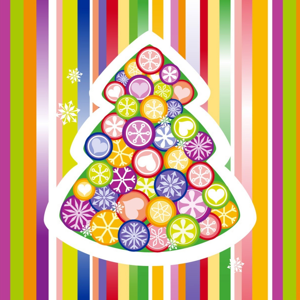 Sfondi Colorful Christmas Tree 1024x1024