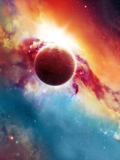 Das Colorful Space And Planet Wallpaper 240x320